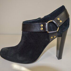 Jessica Simpson Kianna Black Suede Heeled Booties with Buckle